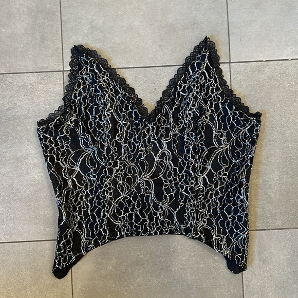 h:ours Black and Silver Corset Top - Picture 2 of 11